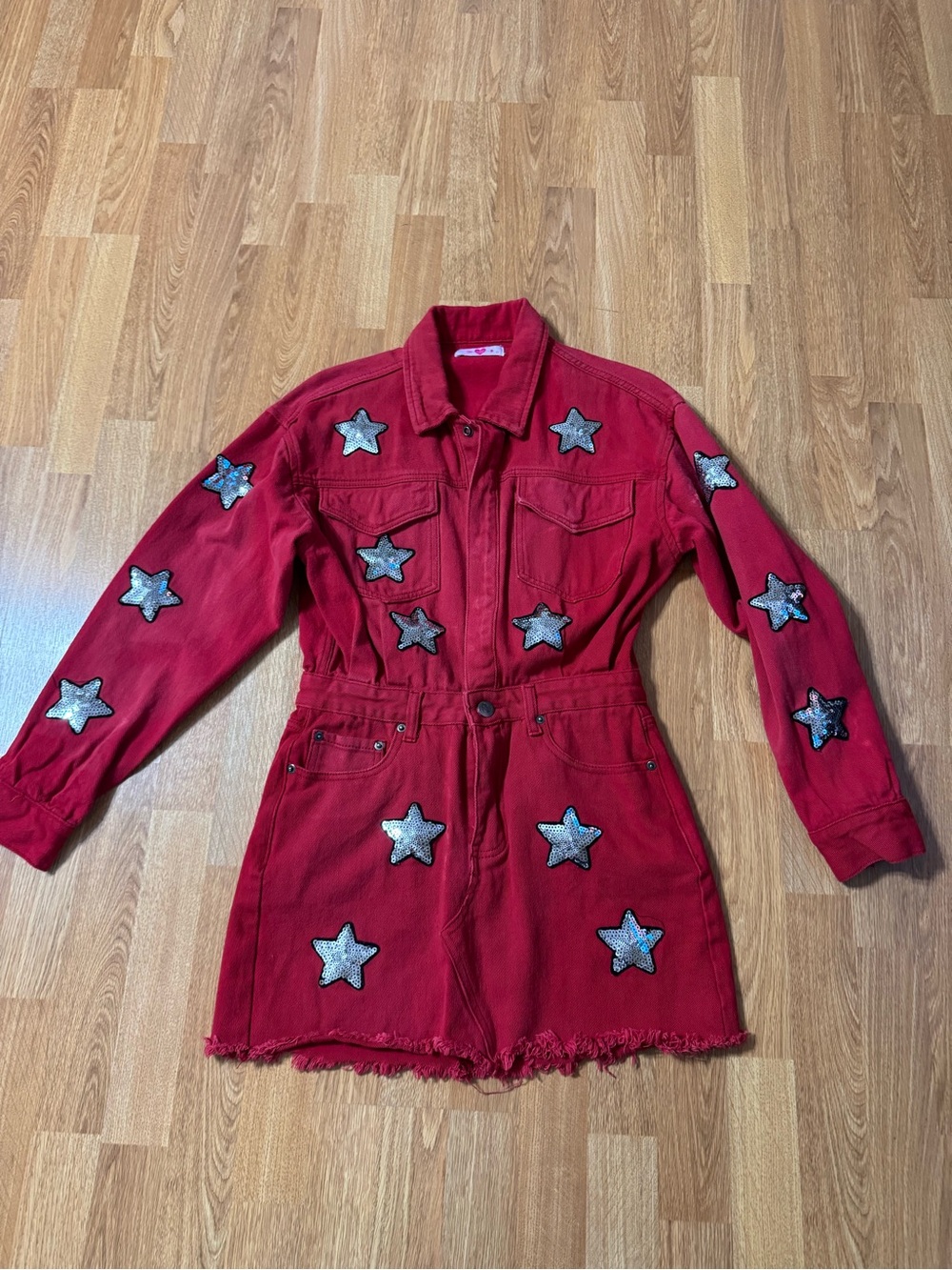 Buddy Love Raelynn Western Rodeo Cowboy Festival Denim Star Dress in Red Size S - Picture 5 of 7